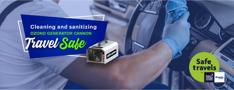 Cleaning and sanitizing ozone generator cannon